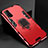 Custodia Silicone e Plastica Opaca Cover con Magnetico Anello Supporto per Huawei Honor Play4T Pro Rosso