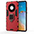 Custodia Silicone e Plastica Opaca Cover con Magnetico Anello Supporto per Huawei Mate 40 Pro+ Plus Rosso