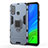 Custodia Silicone e Plastica Opaca Cover con Magnetico Anello Supporto per Huawei P Smart (2020) Blu