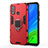 Custodia Silicone e Plastica Opaca Cover con Magnetico Anello Supporto per Huawei P Smart (2020) Rosso