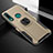 Custodia Silicone e Plastica Opaca Cover con Magnetico Anello Supporto per Huawei P Smart Z Oro