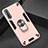 Custodia Silicone e Plastica Opaca Cover con Magnetico Anello Supporto per Huawei Y8p Oro Rosa