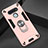 Custodia Silicone e Plastica Opaca Cover con Magnetico Anello Supporto per LG K51 Oro Rosa