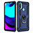 Custodia Silicone e Plastica Opaca Cover con Magnetico Anello Supporto per Motorola Moto E20 Blu