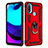 Custodia Silicone e Plastica Opaca Cover con Magnetico Anello Supporto per Motorola Moto E30 Rosso