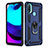 Custodia Silicone e Plastica Opaca Cover con Magnetico Anello Supporto per Motorola Moto E40 Blu