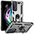 Custodia Silicone e Plastica Opaca Cover con Magnetico Anello Supporto per Motorola Moto Edge 20 5G Argento