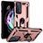 Custodia Silicone e Plastica Opaca Cover con Magnetico Anello Supporto per Motorola Moto Edge 20 5G Oro Rosa