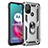 Custodia Silicone e Plastica Opaca Cover con Magnetico Anello Supporto per Motorola Moto G10 Argento