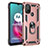 Custodia Silicone e Plastica Opaca Cover con Magnetico Anello Supporto per Motorola Moto G10 Oro Rosa