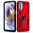 Custodia Silicone e Plastica Opaca Cover con Magnetico Anello Supporto per Motorola Moto G31 Rosso