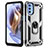 Custodia Silicone e Plastica Opaca Cover con Magnetico Anello Supporto per Motorola Moto G41 Argento