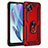 Custodia Silicone e Plastica Opaca Cover con Magnetico Anello Supporto per Motorola Moto G50 5G Rosso