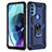 Custodia Silicone e Plastica Opaca Cover con Magnetico Anello Supporto per Motorola Moto G71 5G Blu