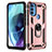 Custodia Silicone e Plastica Opaca Cover con Magnetico Anello Supporto per Motorola Moto G71 5G Oro Rosa