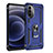 Custodia Silicone e Plastica Opaca Cover con Magnetico Anello Supporto per Motorola Moto G71s 5G Blu