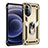 Custodia Silicone e Plastica Opaca Cover con Magnetico Anello Supporto per Motorola Moto G71s 5G Oro