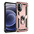 Custodia Silicone e Plastica Opaca Cover con Magnetico Anello Supporto per Motorola Moto G71s 5G Oro Rosa