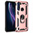 Custodia Silicone e Plastica Opaca Cover con Magnetico Anello Supporto per Motorola Moto One Fusion Oro Rosa