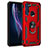 Custodia Silicone e Plastica Opaca Cover con Magnetico Anello Supporto per Motorola Moto One Fusion Rosso