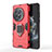 Custodia Silicone e Plastica Opaca Cover con Magnetico Anello Supporto per OnePlus 12R 5G Rosso