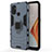 Custodia Silicone e Plastica Opaca Cover con Magnetico Anello Supporto per OnePlus Nord N100 Blu