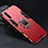Custodia Silicone e Plastica Opaca Cover con Magnetico Anello Supporto per OnePlus Nord Rosso