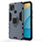 Custodia Silicone e Plastica Opaca Cover con Magnetico Anello Supporto per Oppo A15 Blu
