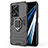 Custodia Silicone e Plastica Opaca Cover con Magnetico Anello Supporto per Oppo A38 Nero