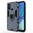 Custodia Silicone e Plastica Opaca Cover con Magnetico Anello Supporto per Oppo A53s Blu