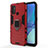 Custodia Silicone e Plastica Opaca Cover con Magnetico Anello Supporto per Oppo A53s Rosso