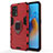 Custodia Silicone e Plastica Opaca Cover con Magnetico Anello Supporto per Oppo A74 4G Rosso
