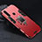 Custodia Silicone e Plastica Opaca Cover con Magnetico Anello Supporto per Oppo A8 Rosso