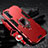 Custodia Silicone e Plastica Opaca Cover con Magnetico Anello Supporto per Oppo F15 Rosso