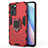 Custodia Silicone e Plastica Opaca Cover con Magnetico Anello Supporto per Oppo Find X5 Lite 5G Rosso