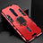 Custodia Silicone e Plastica Opaca Cover con Magnetico Anello Supporto per Oppo Reno2 Z Rosso