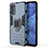Custodia Silicone e Plastica Opaca Cover con Magnetico Anello Supporto per Oppo Reno4 4G Blu