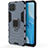 Custodia Silicone e Plastica Opaca Cover con Magnetico Anello Supporto per Oppo Reno4 F Blu