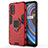 Custodia Silicone e Plastica Opaca Cover con Magnetico Anello Supporto per Realme X7 5G Rosso