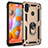 Custodia Silicone e Plastica Opaca Cover con Magnetico Anello Supporto per Samsung Galaxy A11 Oro