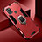 Custodia Silicone e Plastica Opaca Cover con Magnetico Anello Supporto per Samsung Galaxy A21s Rosso