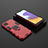 Custodia Silicone e Plastica Opaca Cover con Magnetico Anello Supporto per Samsung Galaxy A22 5G Rosso