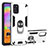 Custodia Silicone e Plastica Opaca Cover con Magnetico Anello Supporto per Samsung Galaxy A31 Bianco
