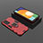 Custodia Silicone e Plastica Opaca Cover con Magnetico Anello Supporto per Samsung Galaxy A73 5G Rosso