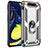 Custodia Silicone e Plastica Opaca Cover con Magnetico Anello Supporto per Samsung Galaxy A80 Argento