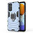 Custodia Silicone e Plastica Opaca Cover con Magnetico Anello Supporto per Samsung Galaxy F23 5G Blu