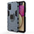 Custodia Silicone e Plastica Opaca Cover con Magnetico Anello Supporto per Samsung Galaxy M02s