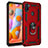 Custodia Silicone e Plastica Opaca Cover con Magnetico Anello Supporto per Samsung Galaxy M11 Rosso