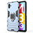 Custodia Silicone e Plastica Opaca Cover con Magnetico Anello Supporto per Samsung Galaxy M13 5G Blu