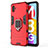 Custodia Silicone e Plastica Opaca Cover con Magnetico Anello Supporto per Samsung Galaxy M13 5G Rosso